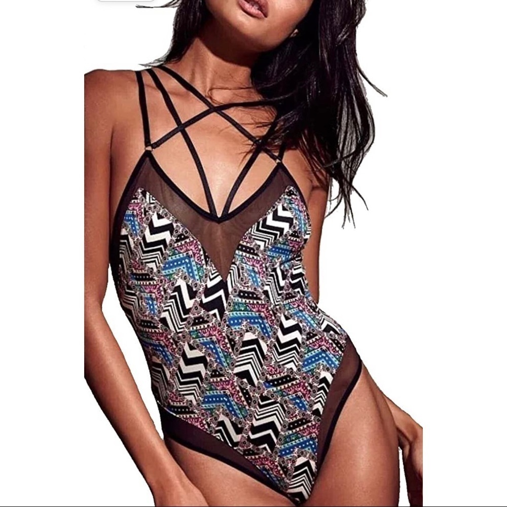 Victoria’s Secret Geometric Strappy Bodysuit